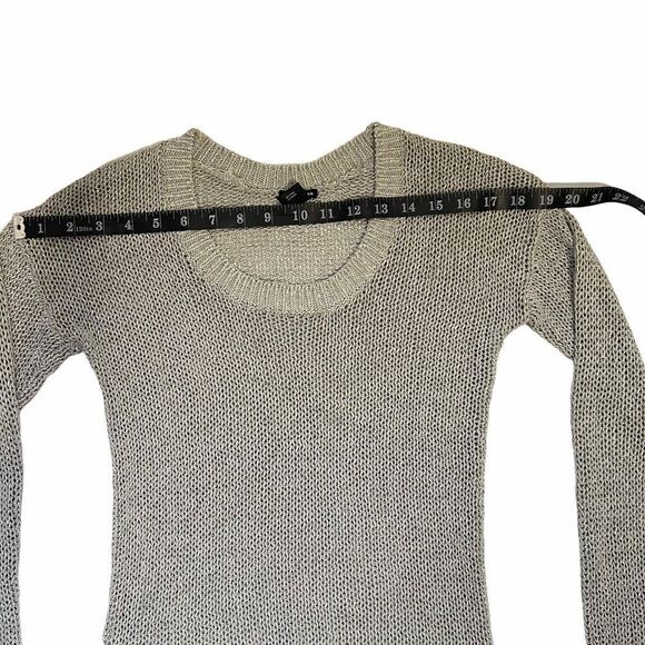 CLUB MONACO crew neck sweater loose knit metallic gray silver Sz Small - Picture 9 of 12